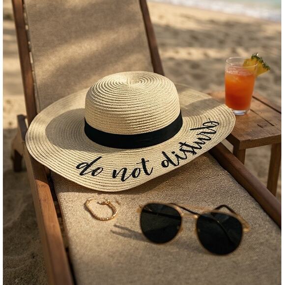 Do not disturb - Floppy Sun Hat | Wide Brim | Straw Beach Hat - easy travel - Picture 1 of 16